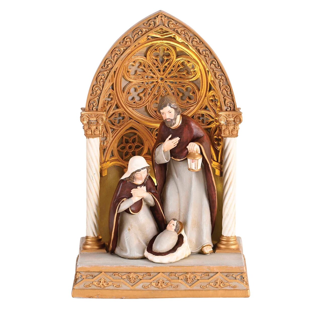 Edge Collection - 9.5" - Gold - Illuminated Nativity Scene of the Holy Family - 1 Piece